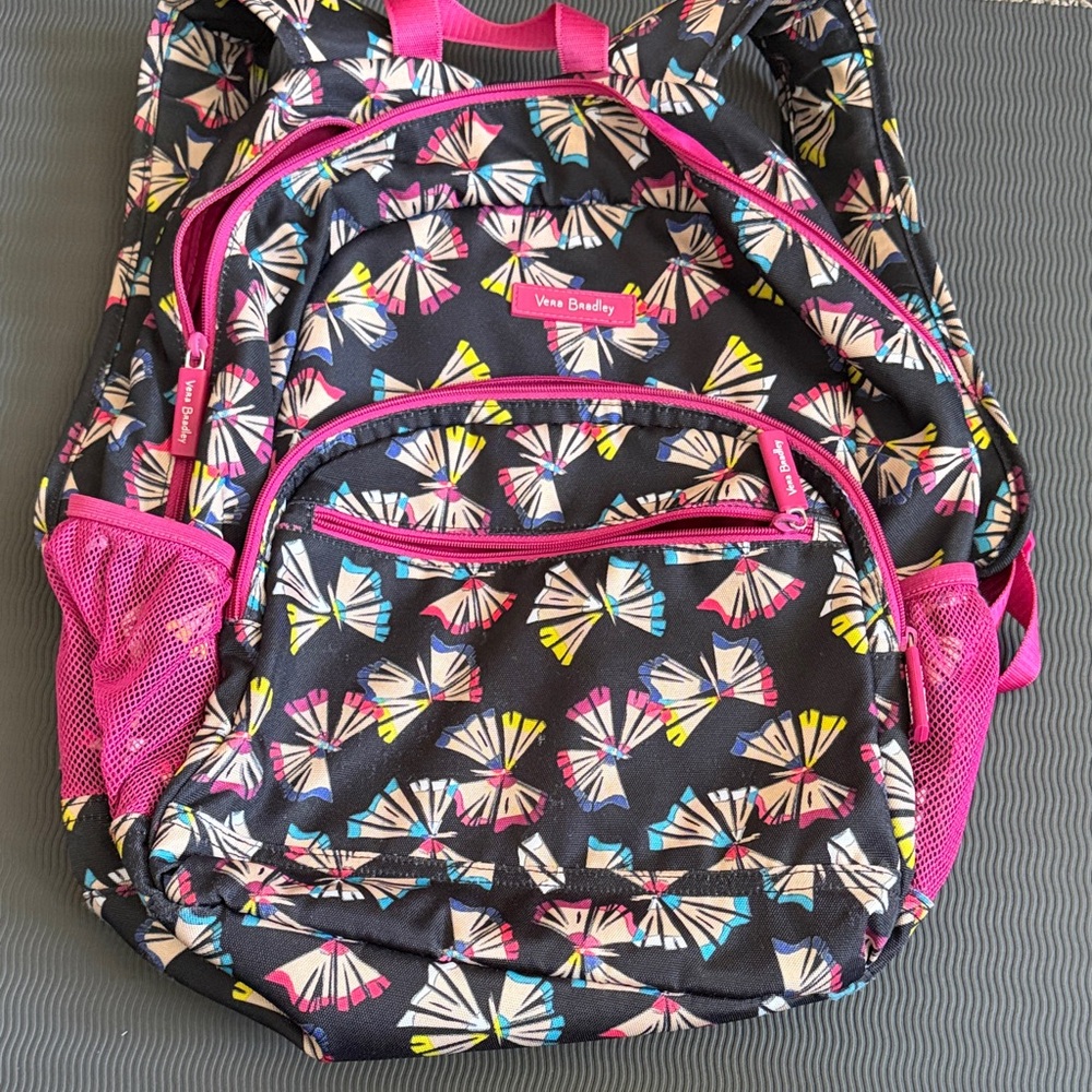 Vera Bradley Kids' Black and Pink Patterned Backpack
